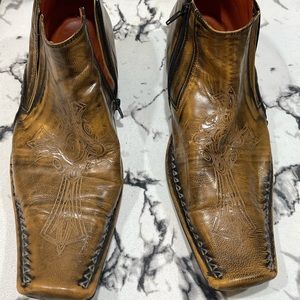 Robert Wayne Mens size 13 Vatican Ankle Boots Brown Cross Square Toe Side